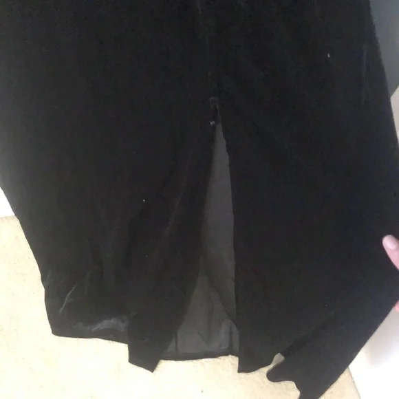 Windsor Black Velvet Maxi Sleeveless Dress with Sheer Side V neck cut outs Prom - Picture 5 of 11